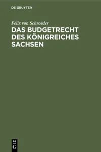 Das Budgetrecht des Königreiches Sachsen_cover