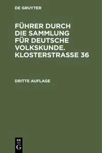 Führer durch die Sammlung für deutsche Volkskunde. Klosterstrasse 36_cover