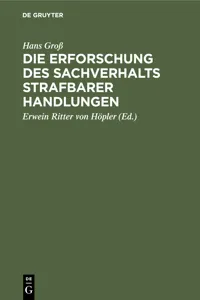 Die Erforschung des Sachverhalts strafbarer Handlungen_cover