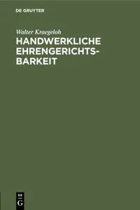 Handwerkliche Ehrengerichtsbarkeit_cover