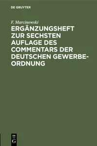 Ergänzungsheft zur sechsten Auflage des Commentars der Deutschen Gewerbe-Ordnung_cover