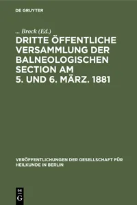 Dritte öffentliche Versammlung der balneologischen Section am 5. und 6. März. 1881_cover