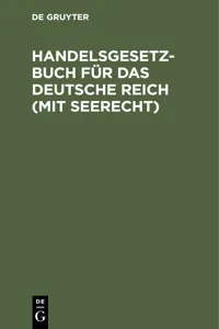 Handelsgesetzbuch für das deutsche Reich (mit Seerecht)_cover