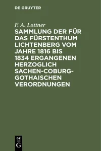 Sammlung der für das Fürstenthum Lichtenberg vom Jahre 1816 bis 1834 ergangenen Herzoglich Sachen-Coburg-Gothaischen Verordnungen_cover