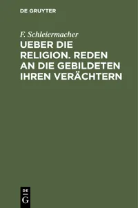 Ueber die Religion. Reden an die Gebildeten ihren Verächtern_cover