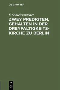 Zwey Predigten, gehalten in der Dreyfaltigkeits-Kirche zu Berlin_cover