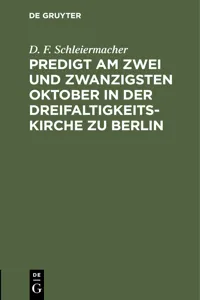 Predigt am zwei und zwanzigsten Oktober in der Dreifaltigkeitskirche zu Berlin_cover