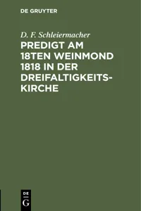 Predigt am 18ten Weinmond 1818 in der Dreifaltigkeits-Kirche_cover