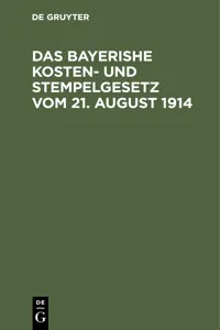 Das bayerishe Kosten- und Stempelgesetz vom 21. August 1914_cover