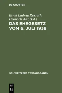 Das Ehegesetz vom 6. Juli 1938_cover