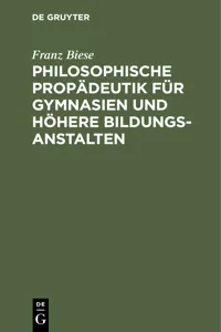 Philosophische Propädeutik für Gymnasien und höhere Bildungsanstalten_cover