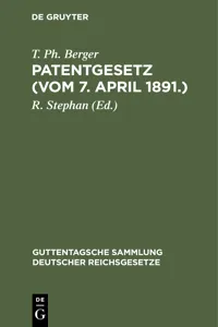 Patentgesetz (Vom 7. April 1891.)_cover