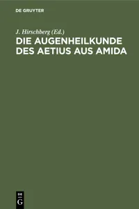 Die Augenheilkunde des Aetius aus Amida_cover