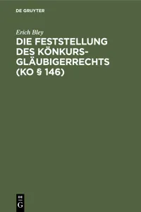 Die Feststellung des Könkursgläubigerrechts (KO § 146)_cover