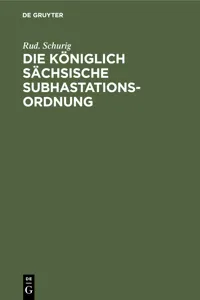 Die Königlich sächsische Subhastationsordnung_cover