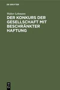 Der Konkurs der Gesellschaft mit beschränkter Haftung_cover