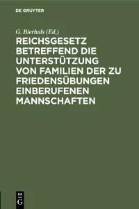 Reichsgesetz betreffend die Unterstützung von Familien der zu Friedensübungen einberufenen Mannschaften_cover