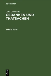 Otto Liebmann: Gedanken und Thatsachen. Band 2, Heft 4_cover