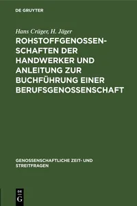 Rohstoffgenossenschaften der Handwerker und Anleitung zur Buchführung einer Berufsgenossenschaft_cover