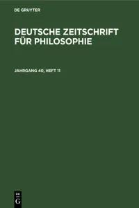 Deutsche Zeitschrift für Philosophie. Jahrgang 40, Heft 11_cover