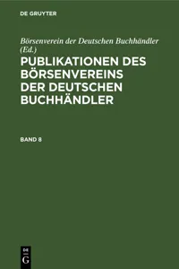 Publikationen des Börsenvereins der Deutschen Buchhändler. Band 8_cover