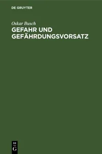 Gefahr und Gefährdungsvorsatz_cover