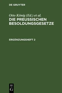 Die Preußischen Besoldungsgesetze. Ergänzungsheft 2_cover