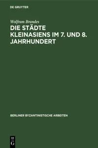 Die Städte Kleinasiens im 7. und 8. Jahrhundert_cover