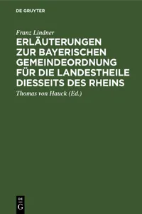 Erläuterungen zur Bayerischen Gemeindeordnung für die Landestheile diesseits des Rheins_cover