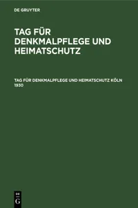 Tag für Denkmalpflege und Heimatschutz Köln 1930_cover