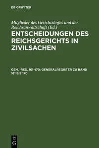 Generalregister zu Band 161 bis 170_cover