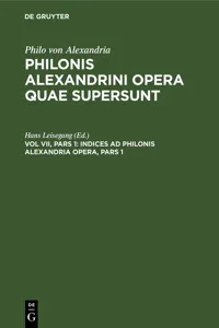 Indices ad Philonis Alexandria Opera, Pars 1_cover