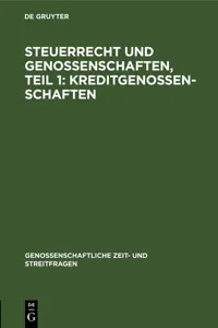 Steuerrecht und Genossenschaften, Teil 1: Kreditgenossenschaften_cover