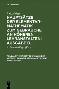 Arithmetik mit Einschluß der niederen Analysis, Trigonometrie und Stereometrie_cover