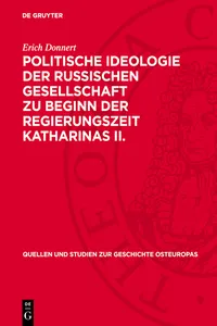 Politische Ideologie der Russischen Gesellschaft zu Beginn der Regierungszeit Katharinas II._cover