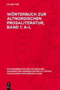 Wörterbuch zur altnordischen Prosaliteratur, Band 1: A–L_cover