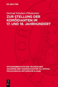 Zur Stellung der Komödianten im 17. und 18. Jahrhundert_cover