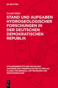 Stand und Aufgaben hydrogeologischer Forschungen in der Deutschen Demokratischen Republik_cover