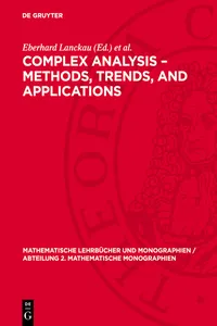 Complex Analysis – Methods, Trends, and Applications_cover
