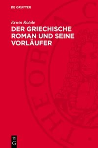 Der griechische Roman und seine Vorläufer_cover