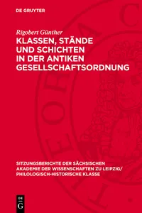 Klassen, Stände und Schichten in der antiken Gesellschaftsordnung_cover