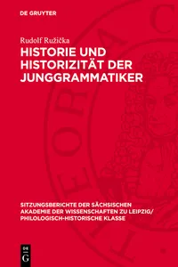 Historie und Historizität der Junggrammatiker_cover