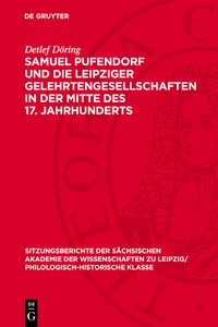 Samuel Pufendorf und die Leipziger Gelehrtengesellschaften in der Mitte des 17. Jahrhunderts_cover