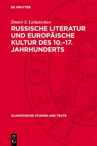Russische Literatur und europäische Kultur des 10.–17. Jahrhunderts_cover