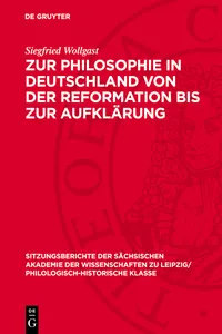 Zur Philosophie in Deutschland von der Reformation bis zur Aufklärung_cover