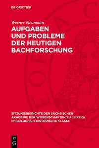 Aufgaben und Probleme der heutigen Bachforschung_cover