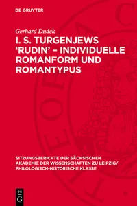 I. S. Turgenjews 'Rudin' – Individuelle Romanform und Romantypus_cover