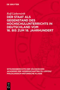 Der Staat als Gegenstand des Hochschulunterrichts in Deutschland vom 16. bis zum 18. Jahrhundert_cover