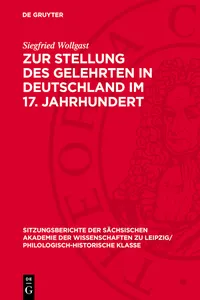 Zur Stellung des Gelehrten in Deutschland im 17. Jahrhundert_cover