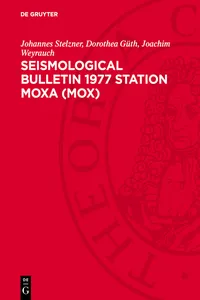 Seismological Bulletin 1977 Station Moxa (MOX)_cover